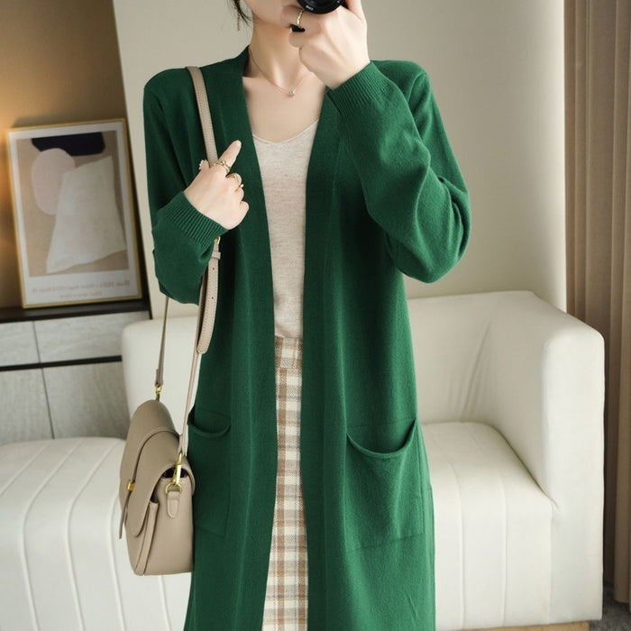 No Buckle Lazy Wind Fashion Long Cardigan Knitted Coat Women