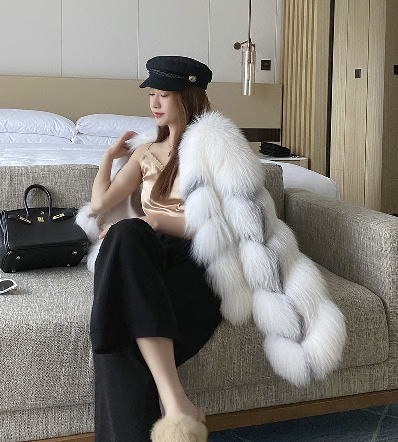 High End Marble Fox Fur Coat