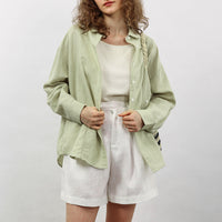 Linen Shirt French Hollow Embroidered Loose Long Sleeve Blouse