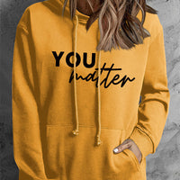 Front And Back Letters Women's Printed Wear Hooded Pocket Pullover Sports Long Sleeve