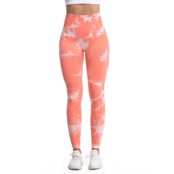 Women's Fashionable Simple Tie-dye Printed High Waist Hip Lift Sports Running Fitness Pants