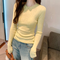 Thread Fitted Slimming Pullover Bottoming Sweater