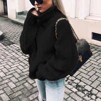 Women's Chunky Turtleneck Turtleneck Doll Sleeve Sweater