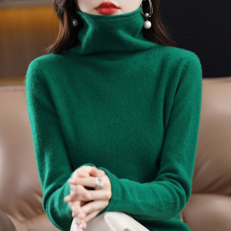 Pile Collar Woolen Sweater Women's Bottoming Shirt Turtleneck Sweater