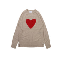 French Style Round Neck And Heart Pattern Long Sleeves