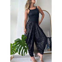 Loose Sequin Trousers INS Style Casual Fashion Elastic Waist Bloomers Pants For Womens Clothing