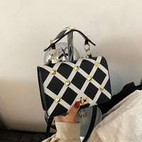 New Fashion Small Fragrance Big Rivet Color Matching Bag