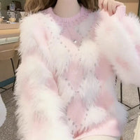 Soft Glutinous Chic Beautiful Sweater Women's Winter Furry Fashion Sense Rhombus Plaid