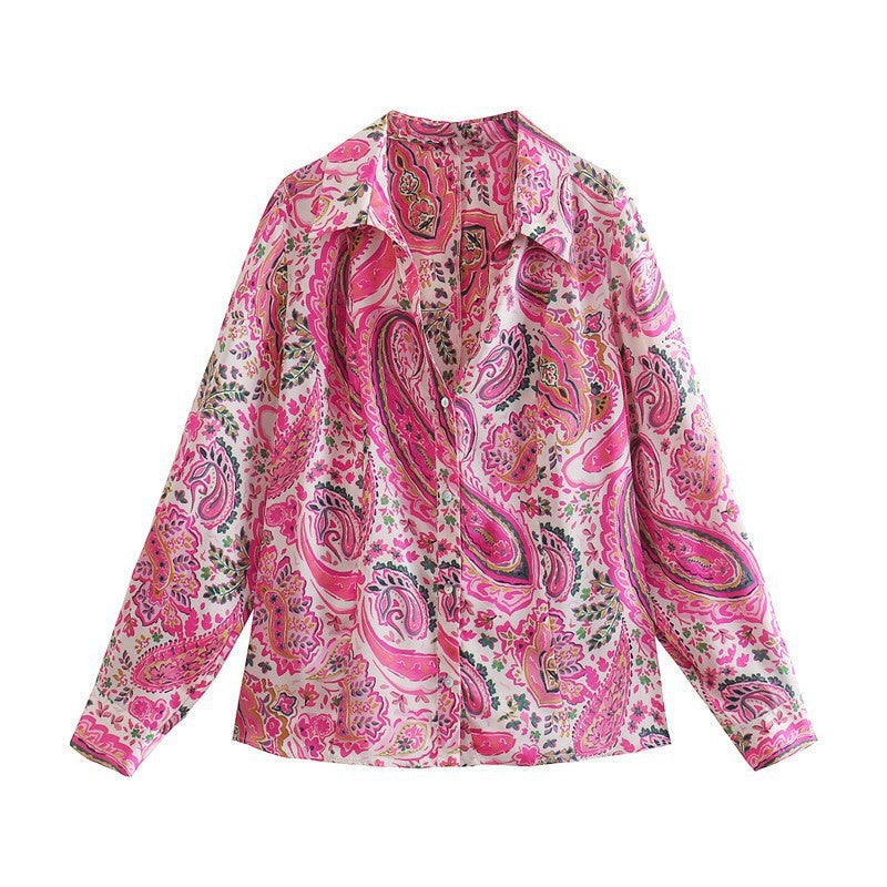 Spring New Women's Retro Casual Printed Shirt Top