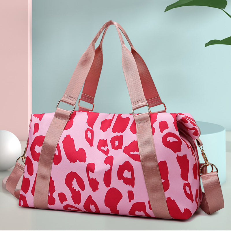 Women Travel Duffel Bag Cow Pattern Handbag Fitness Sports Shoulder Bags