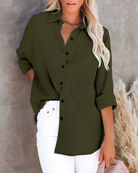 V Neck Button Ladies Cotton Linen Shirt