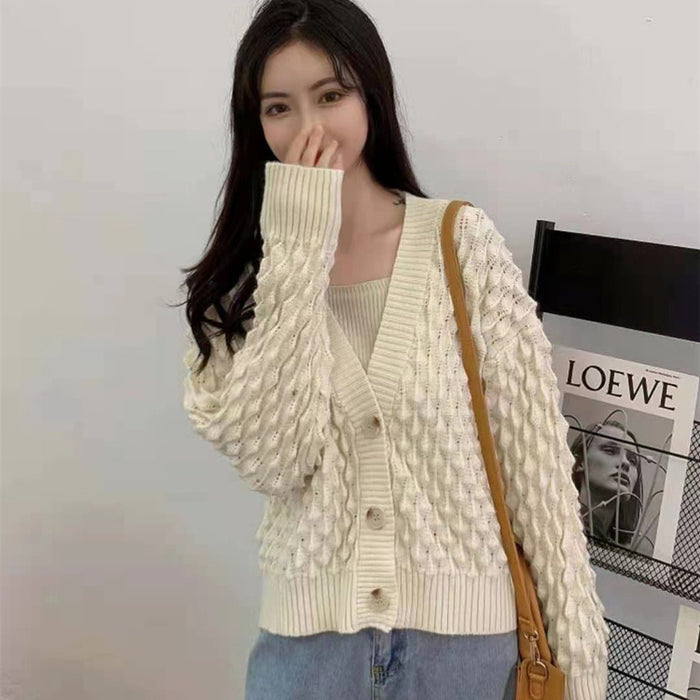 Retro Twist Solid Color Foreign Style Sweater Coat