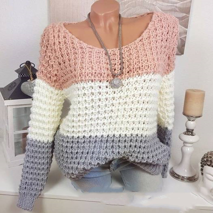 Long Sleeve Face Color Women's Sweater Autumn Winter Knitting Sweater