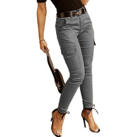 European And American Women's Trousers, Low-waisted Buttons, Solid Color Pockets