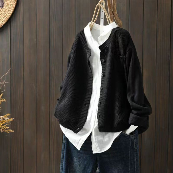 Women's Knitted Cardigan Coat Retro Loose Casual Sweater