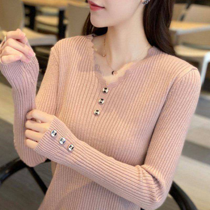 Solid Color Slim Bottoming Knitted Sweater