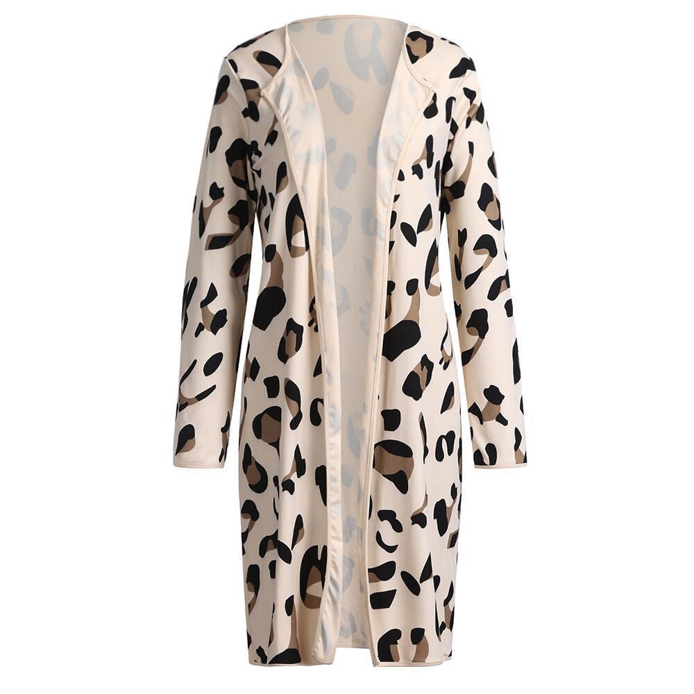 Long Coat Leopard Cardigan Loose Women's Top