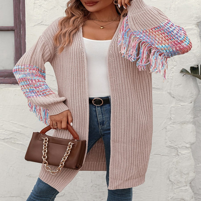 Women's Fashion Casual Tassel Knitwear Coat Sweater