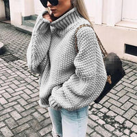 Women's Chunky Turtleneck Turtleneck Doll Sleeve Sweater