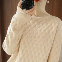 Turtleneck Women's Autumn Mat Knitted Thick Pullover Sweater