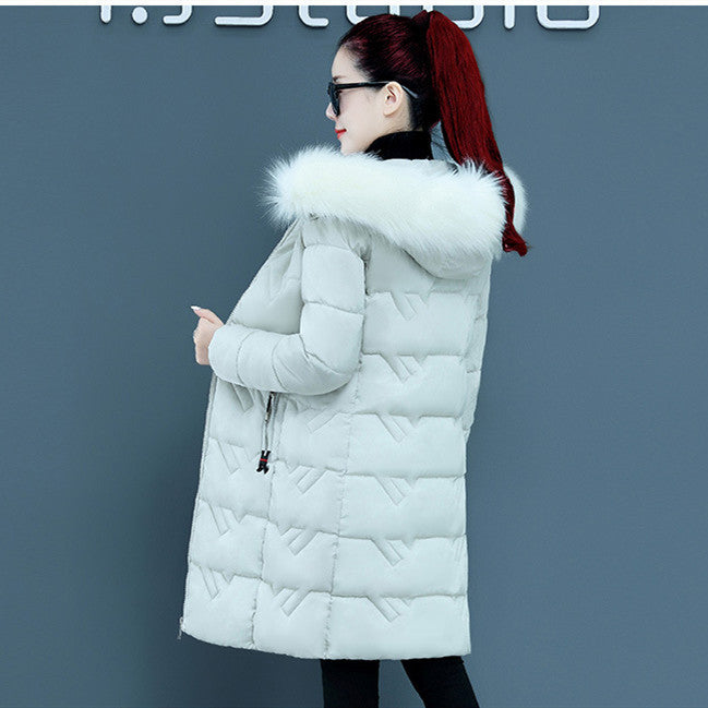 Slim Slimmer Hooded Big Fur Collar Plus Size Cotton Jacket Trendy