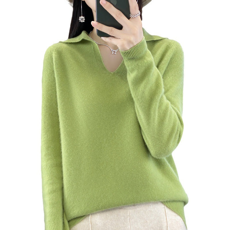 Pure Wool Idle Style Knitted Bottoming Shirt High-grade Top