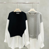 Loose Fake Two-piece Sweater Stitching Shirt Top