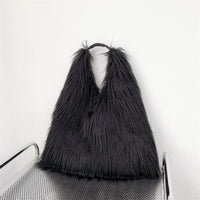 Water Wool One-shoulder Tote Plush Bag