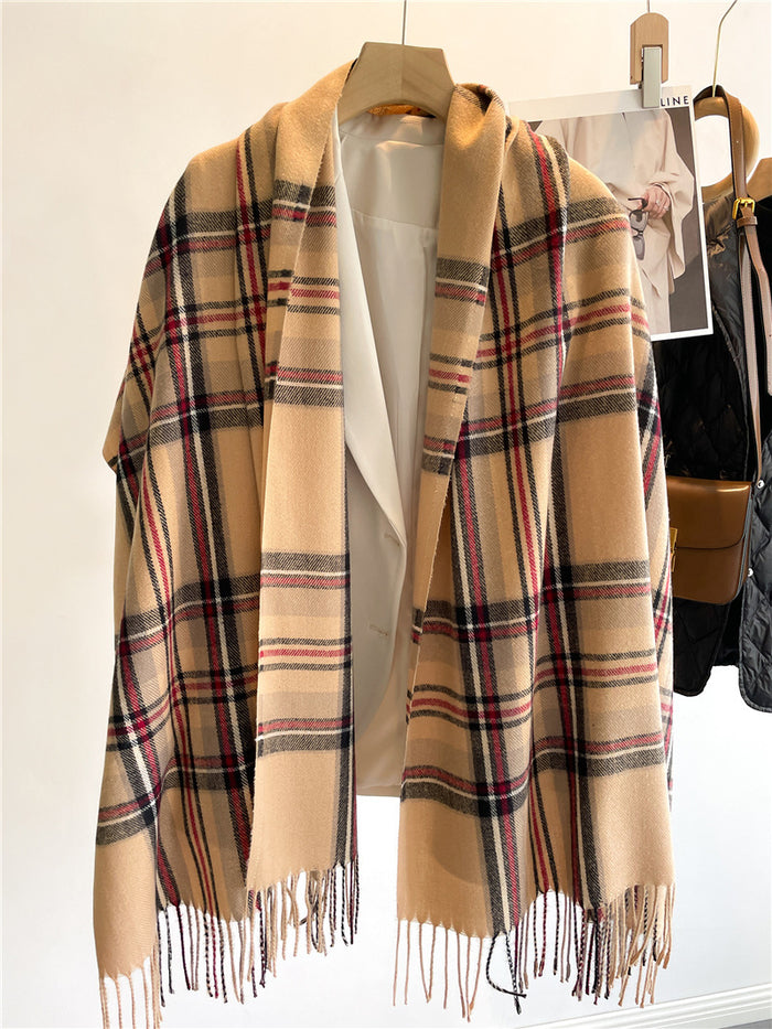 Cashmere Faux Cashmere Scarf Winter Plaid All Match