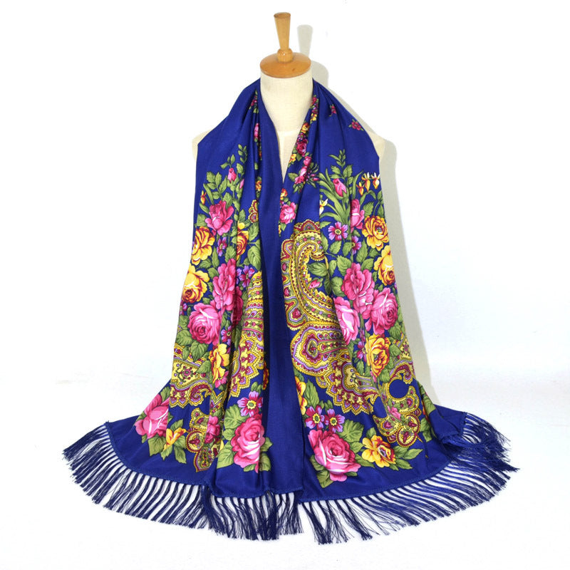 Printed Tassel Long Scarf Travel Ethnic Style Shawl