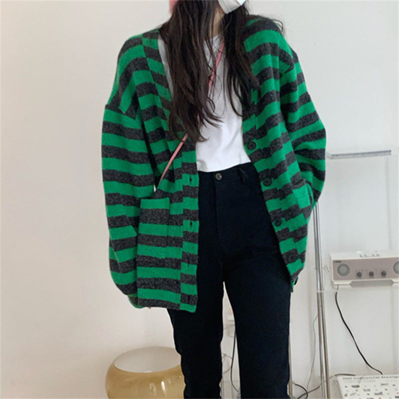 Striped Fashion Knitted Cardigan Jacket