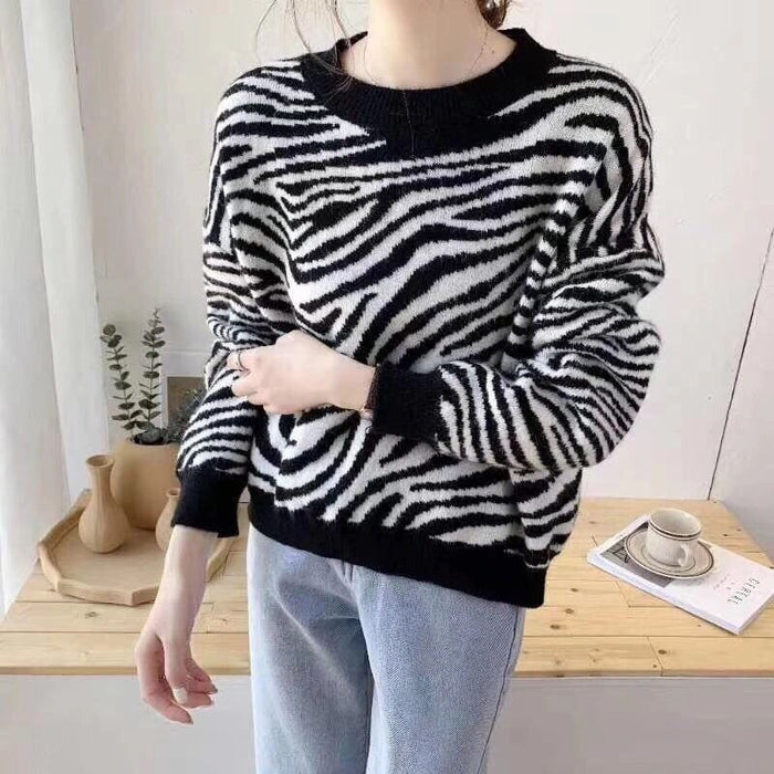 Turtleneck Sweater Thick Lazy Wind Loose Western Style Diamond