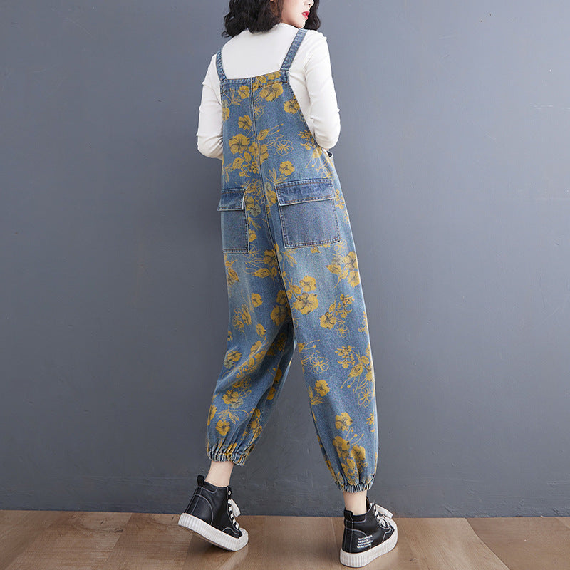 New Spring Printed Jean Suspenders For Women