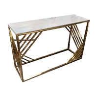 Azure Gold Console Table with Polar White Sintered Top