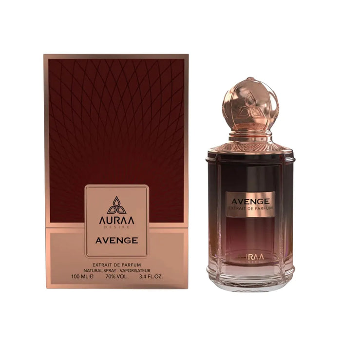 Avenge perfume bottle and packaging on a white background