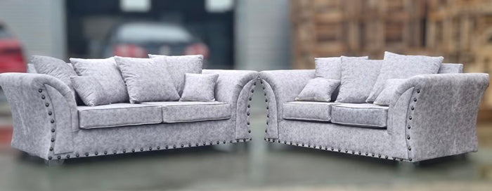 Cambridge Buxton Fog Silver Fabric Sofa 3+2 Seater Set