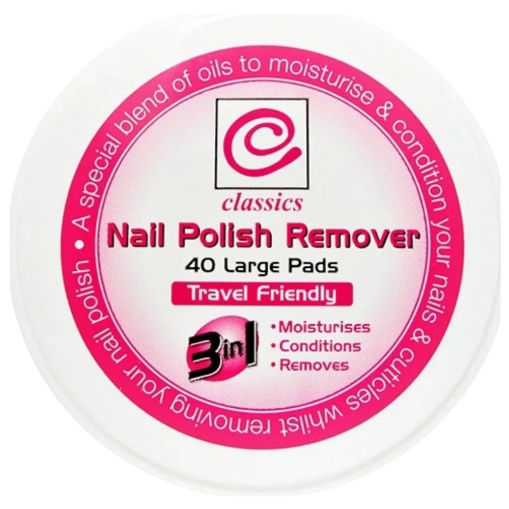 Classics Nail Polish Remover 40 Large Pads – Quick & Easy Nail Polish Removal 