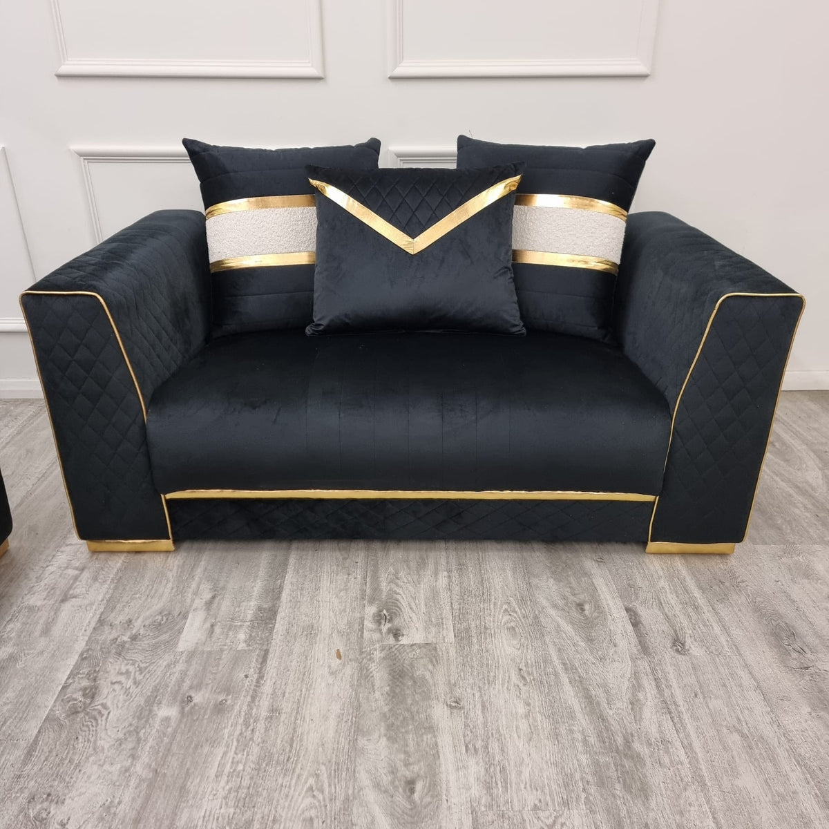 Empire 3 & 2 Seater Sofa Set - Black & Chrome