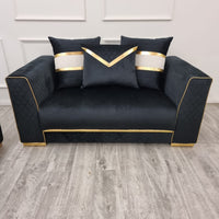 Empire 3 & 2 Seater Sofa Set - Black & Chrome