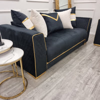 Empire 3 & 2 Seater Sofa Set - Black & Chrome