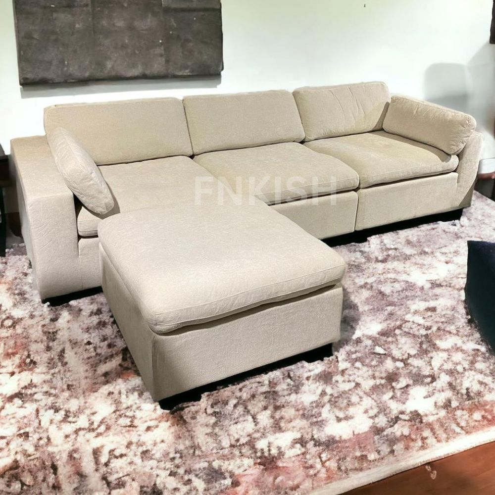 New Comfy Stretch Boxed Sofa Modern Design Luxury 3 Seat Long Couch With Matching Stool