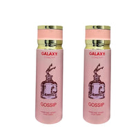 Two pink perfume bottles with gold caps labeled 'Galaxy Concept' on a white background.