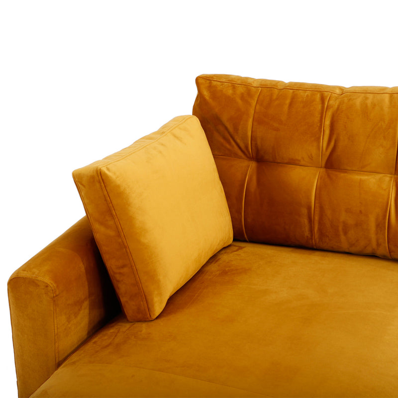 Hira Chaise Comfy 3+2 Seater Sofa Set in Mustard Plush Velvet