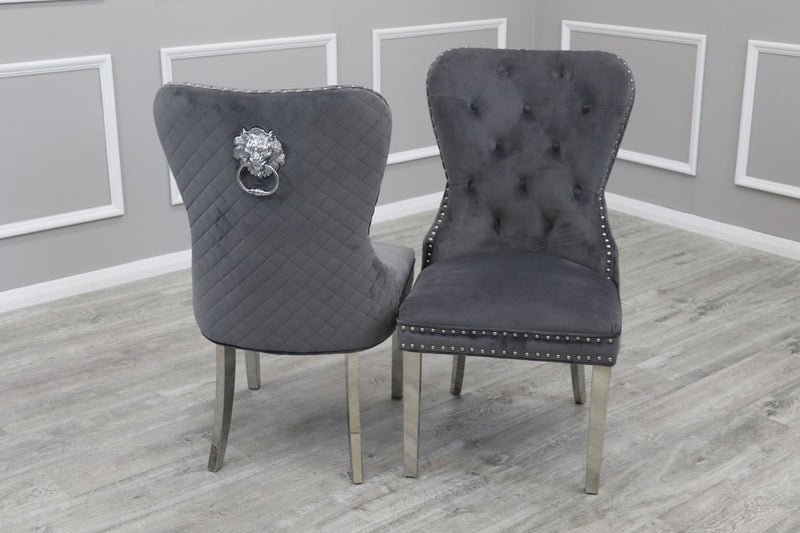 Mayfair Leather Dining Chairs ALL COLOURS Plain Back/Square Knocker