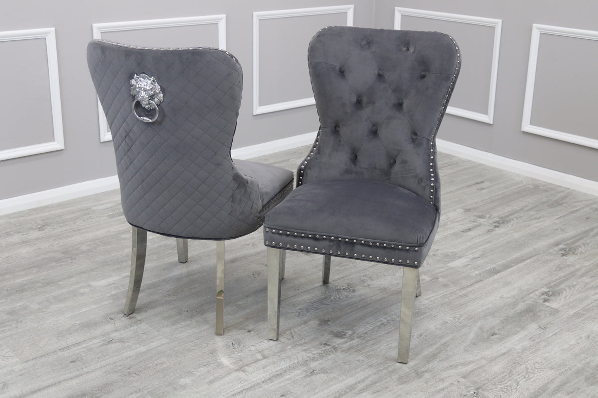 Mayfair Leather Dining Chairs ALL COLOURS Plain Back/Square Knocker