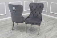 Mayfair Leather Dining Chairs ALL COLOURS Plain Back/Square Knocker