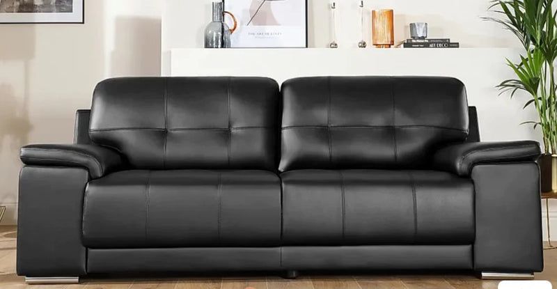 Kansas Black Imported Leather 3+2 Seater Sofas Set