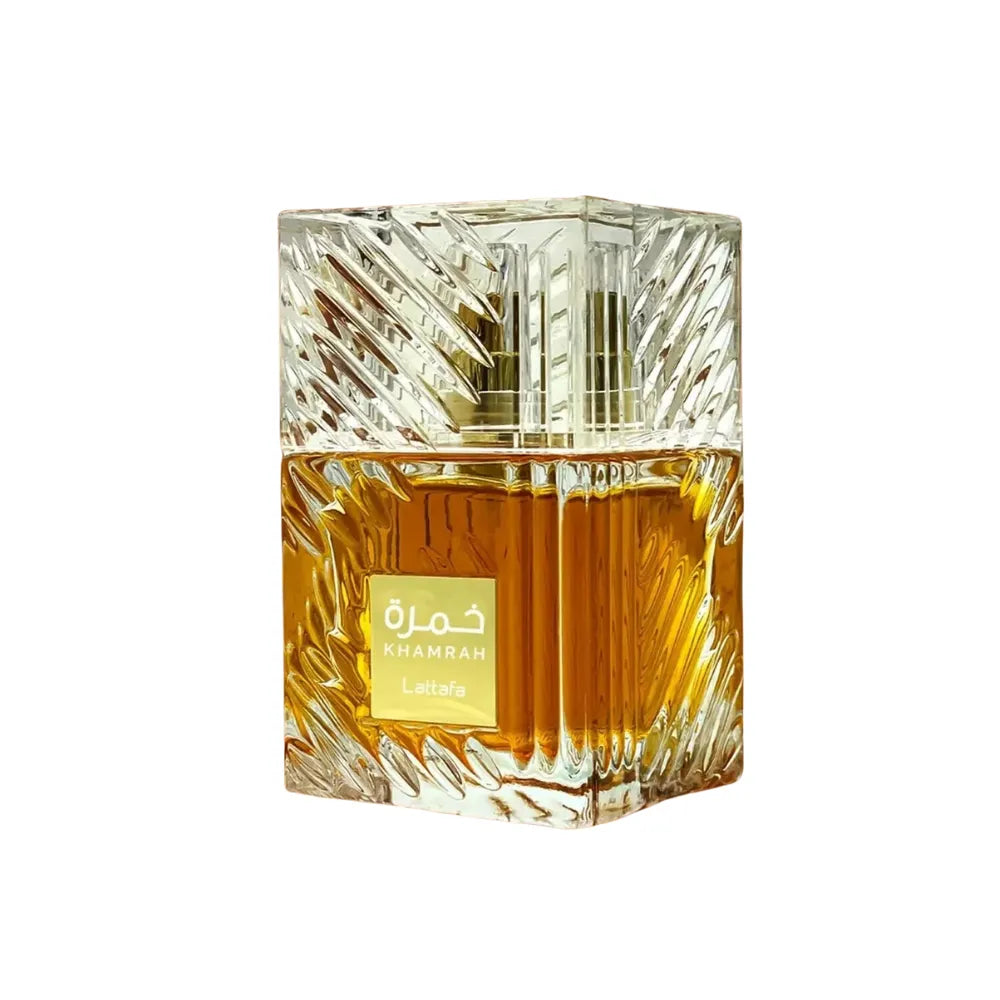 Decorative glass perfume bottle with intricate design on a white background