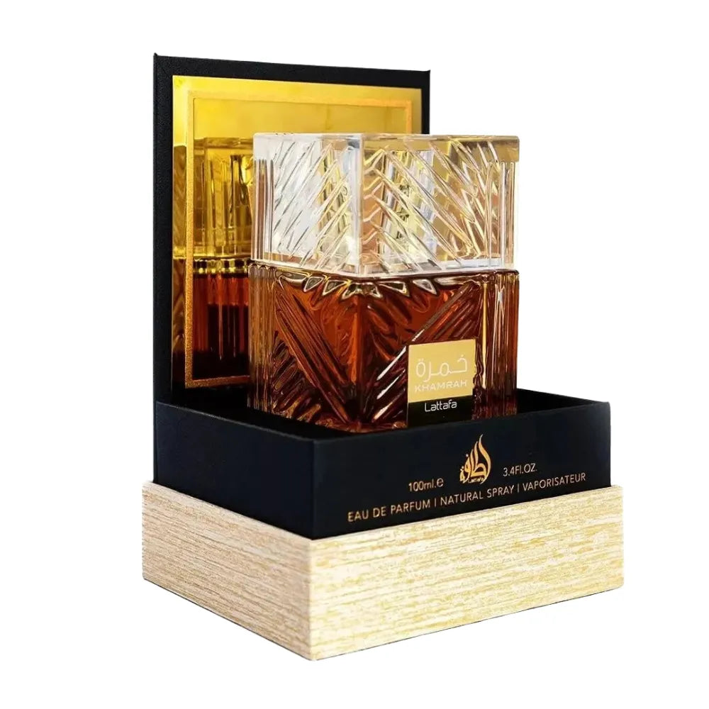 Eau de Parfum bottle with packaging on a white background