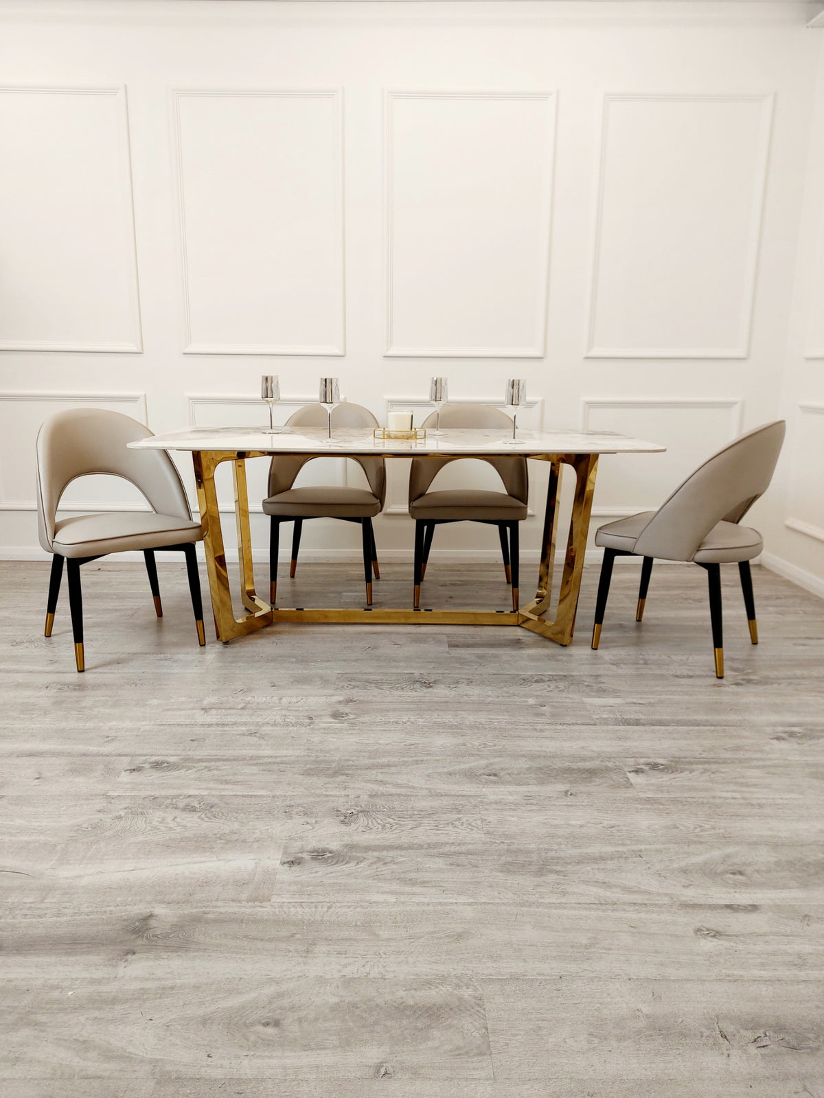 Lucien 1.8 Gold Dining Table with Pandora Gold Sintered Stone Top